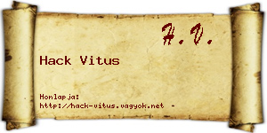 Hack Vitus névjegykártya